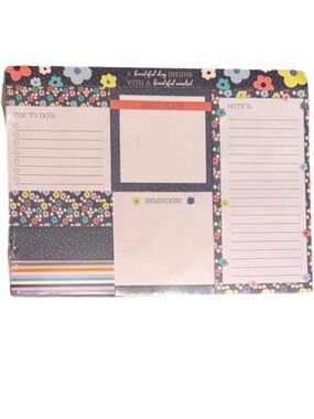 Graphique De France Floral Navy, Pink, Yellow & Teal Desk Planner Notepads NWT